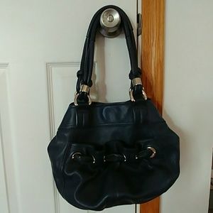 B Makowsy Dark Blue Leather Purse
